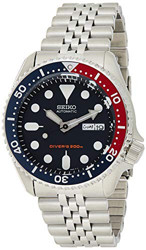 Seiko SKX009K2 Reloj automático 200 M Divers para hombre - Cinturón negro con esfera azul