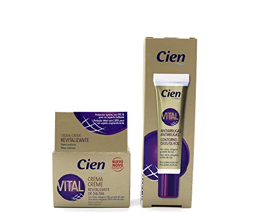 Set de Crema Revitalizante de 50 ml y Contorno de Ojos Antiarrugas de 15 ml Vital Cien para Pieles Maduras