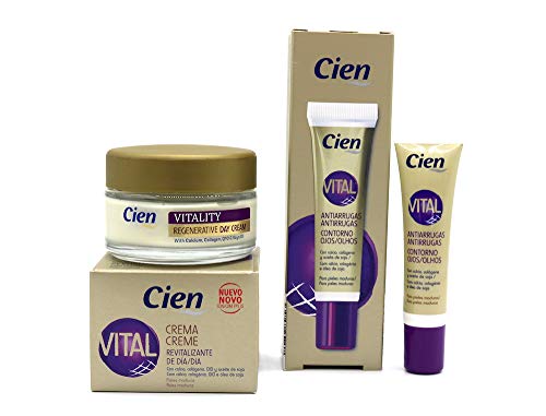 Set de Crema Revitalizante de 50 ml y Contorno de Ojos Antiarrugas de 15 ml Vital Cien para Pieles Maduras