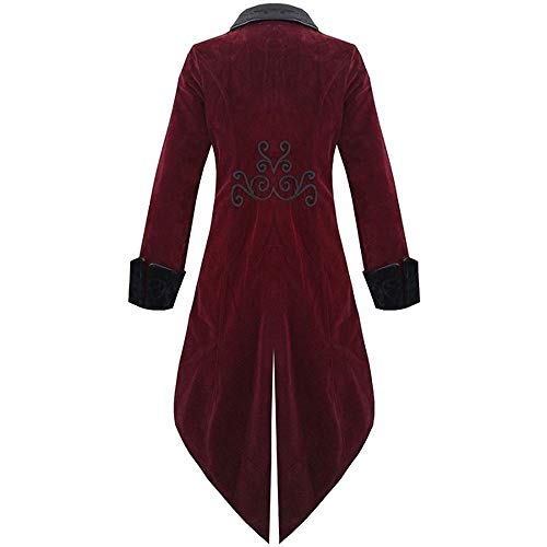 SHOBDW Moda para Hombre Tallas Grandes de Manga Larga Esmoquin Goth Steampunk Uniforme del Partido del Partido Chaquetas Cardigans Outwear Invierno Abrigos Largos(Rojo,Medium)