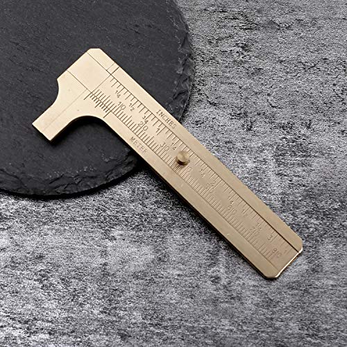 Shuxy Calibrador Retro Vernier Aleación de Cobre Mini Pinza de Bolsillo Deslizante de Latón Metal Doble Escala para Medir Piedras Preciosas y Componentes Joyería Alambre Abalorio 80 mm /3.15"