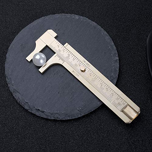 Shuxy Calibrador Retro Vernier Aleación de Cobre Mini Pinza de Bolsillo Deslizante de Latón Metal Doble Escala para Medir Piedras Preciosas y Componentes Joyería Alambre Abalorio 80 mm /3.15"