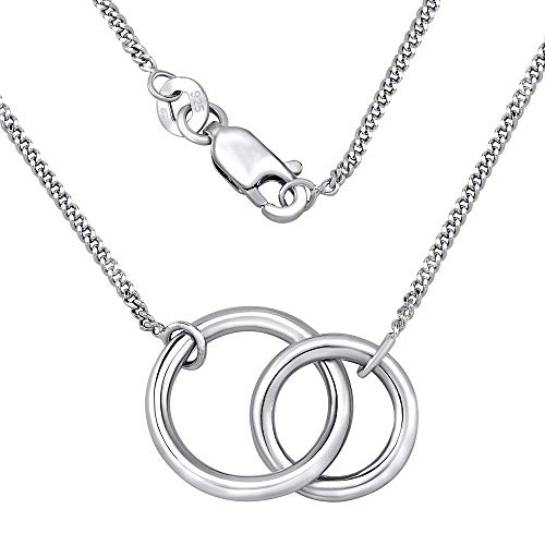 SILVEGO ZT160160 - Collar para Mujer de Plata 925 con Colgante Dos Anillos Together Forever