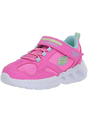 Skechers Magna-Lights, Zapatillas para Niñas, Rosa (Pink & Multi Textile/Hot Pink Trim Pkmt), 21 EU