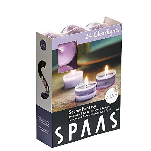 Spaas 24 velas aromáticas en vaso transparente, 4,5 horas, Secret Fantasy