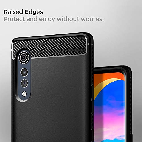 Spigen Funda Rugged Armor Compatible con LG Velvet, Absorción de Choque Resistente y diseño de Fibra de Carbono - Negro Mate