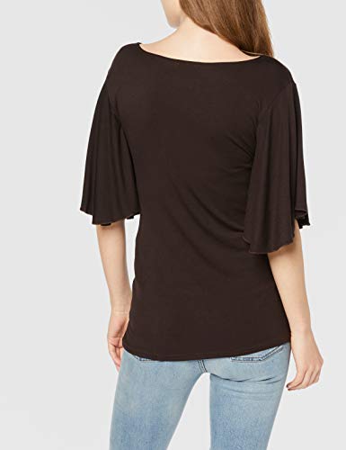 Spiral Direct Gothic Elegance-Boat Neck Bat Sleeve Top Camiseta, Marrón (Chocolate 017), 40 (Talla del Fabricante:) para Mujer