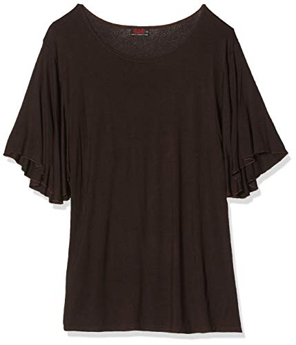 Spiral Direct Gothic Elegance-Boat Neck Bat Sleeve Top Camiseta, Marrón (Chocolate 017), 40 (Talla del Fabricante:) para Mujer