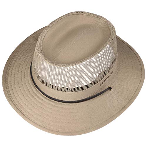 Stetson Sombrero Safari Takani Mujer/Hombre - de Trekking arbusto Malla con Tira para el mentón Verano/Invierno - M (56-57 cm) Beige