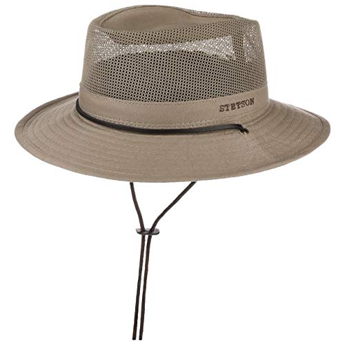 Stetson Sombrero Safari Takani Mujer/Hombre - de Trekking arbusto Malla con Tira para el mentón Verano/Invierno - M (56-57 cm) Beige