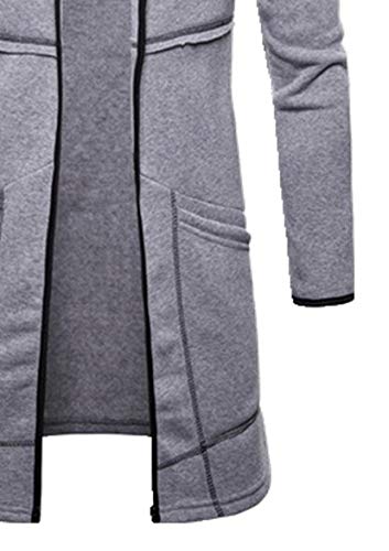 Sudadera para hombre, color negro, estilo hip hop, con capucha, para otoño, con parte delantera abierta, para hombre Gris gris L