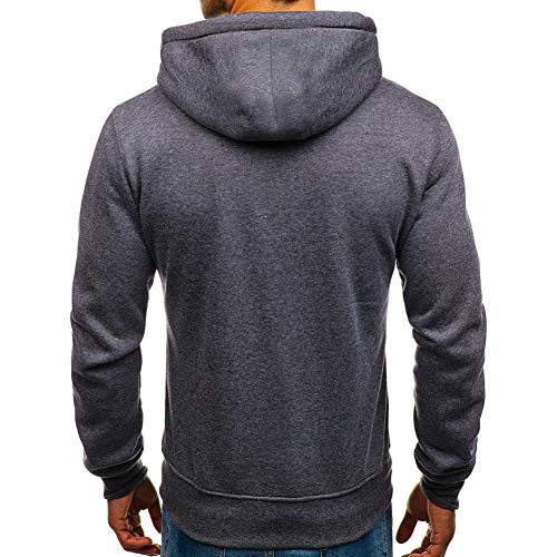 Sudaderas con capucha con cremallera completa para hombre - Casual manga larga sudaderas con capucha colores sólidos sudadera S-2XL Gris gris oscuro L