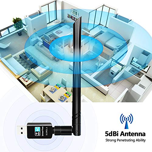 SUPOLA WiFi Antena USB WiFi Adaptador AC600Mbps Driver Free-Auto WiFi Dongle 5dBi Dual Band 2.4GHz/5GHz Mini Receptor para PC/Desktop/Laptop,Soporte Windows10/8/8.1/7,MacOS X 10.9-10.15