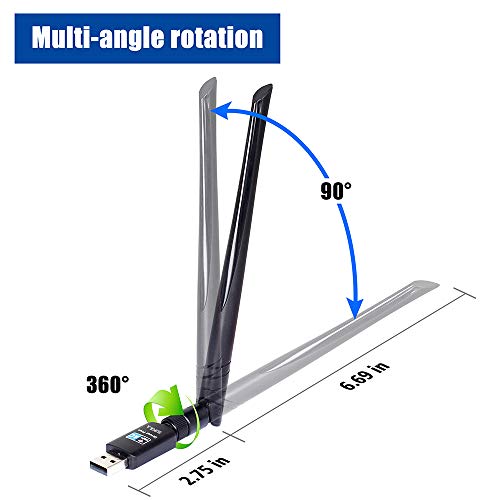 SUPOLA WiFi Antena USB WiFi Adaptador AC600Mbps Driver Free-Auto WiFi Dongle 5dBi Dual Band 2.4GHz/5GHz Mini Receptor para PC/Desktop/Laptop,Soporte Windows10/8/8.1/7,MacOS X 10.9-10.15