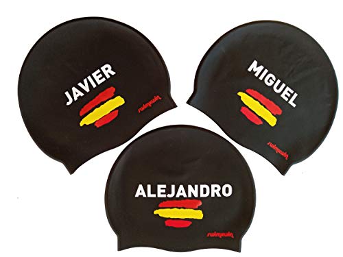 Swimxwin Antonio | Gorro de Silicona Personalizado con tu Nombre | España | Gorro de Natación| Alta Comodidad y aderencia | Diseño y Estilo Italiano