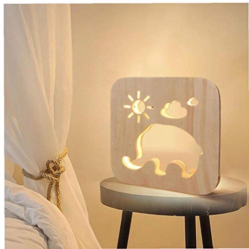 Table En Bois Motif Sculpture Lumière Nuit 3D Bureau Led Lampe Côté Veilleuse Décoration Art Lights Sculpture Pour Enfants