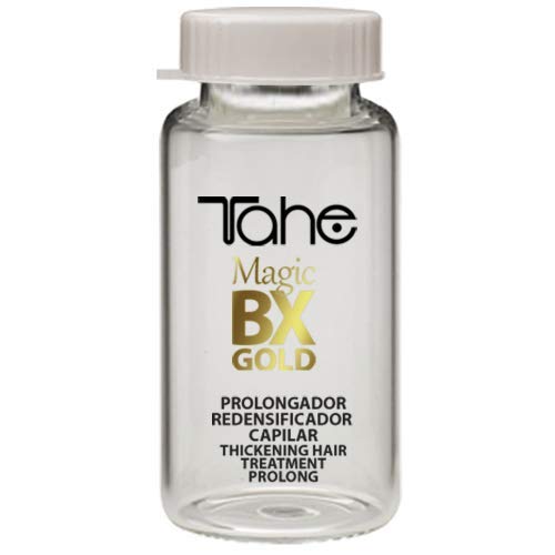 Tahe Magic BX Gold Pack Prolongador del Efecto de Magic BX Gold para Cabellos Secos, Champú Redensificador 300 ml y Mascarilla Redensificadora 300 ml y 5 viales de 10 ml