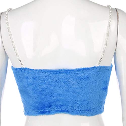 TENDYCOCO Crop Cami Top Felpa Bordado Mariposa Camisola Perla Tiras sin Mangas Camisetas Cortas sin Mangas Verano Club Fiesta Playa Top para Niñas Mujeres Damas (Azul Talla S)