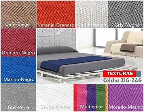 Texturas VIP - Colcha Multiusos ZIG-Zag Sofá y Cama Low Cost (Varios tamaños Disponibles) (180_x_220_cm, Crudo-Crema)