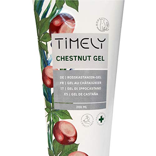 Timely - Gel de castaño para piernas cansadas y pesadas con mentol, extracto de castaño de Indias, extracto de plátano y extracto de gingko biloba, 200 ml