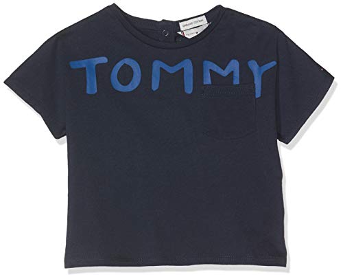 Tommy Hilfiger Bold Text Grown On S/s tee Camiseta, Azul (Black Iris 002), 86 para Bebés