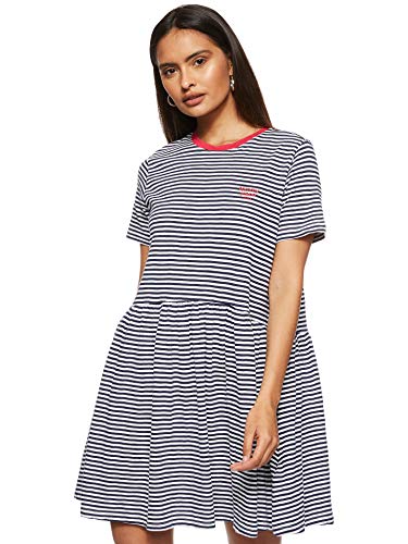 Tommy Hilfiger Tjw Stripe tee Dress Vestido, Azul (Twilight Navy/White 0ze), 32 (Talla del Fabricante: XX-Small) para Mujer