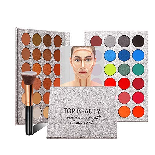 Top Beauty 48 Color Sombra de ojos Altamente pigmentada Brillo Neutral Mate Sombra de ojos Kits de maquillaje Impermeable Ahumado Metálico Brillo Kits de sombra de ojos