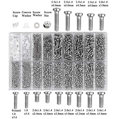 Tornillo para Gafas Kit pequeño reparación,1000 Piezas Reparacion Tornillo De Acero Inoxidable Tornillo para Gafas Kit Juego de tornillos tuercas para reparar bicicleta gafas de Gafas Reloj Reloj