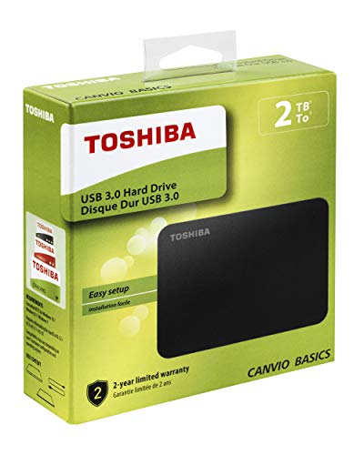 Toshiba Canvio Basics, Disco Duro, 2 TB, Negro