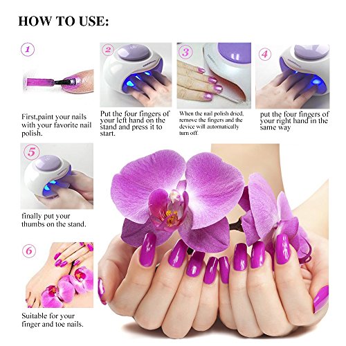 TOUCHBeauty secador uñas aire, Secador de Uñas Portátil con Aire y Luz LED Ideal para Esmalte de Uñas Regular, Tamaño Mini, Potente Ventilador, Accionado por Baterías AG-0889