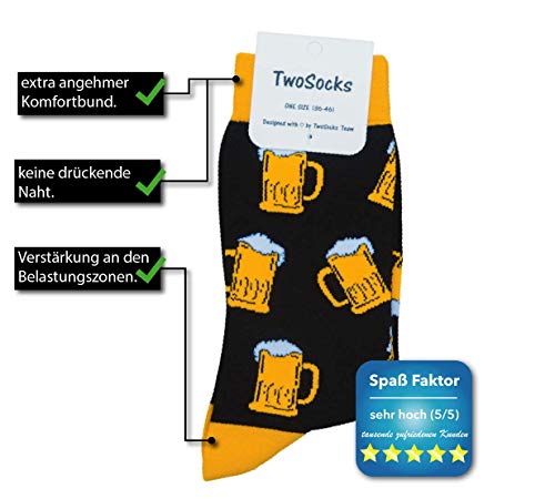 TwoSocks Calcetines - Unisex Hombre Mujer Diseño de moda/Tamaño 36-46 / Medias Calcetines Calcetín Calcetín Hipster Pintura Pintura divertido colorido divertido (cerveza)