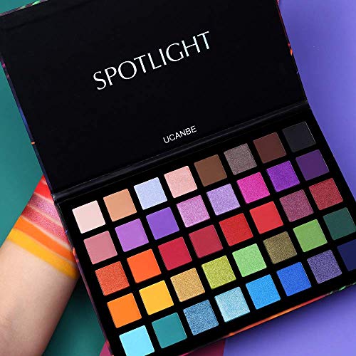 UCANBE 40 colores Spotlight Eyeshadow Palette Multi-reflective Shimmer Glitter Peacock Eye Shadow Professional Eye Shadow Matte Shimmer Makeup Sombra de ojos en polvo de colores altamente pigmentados