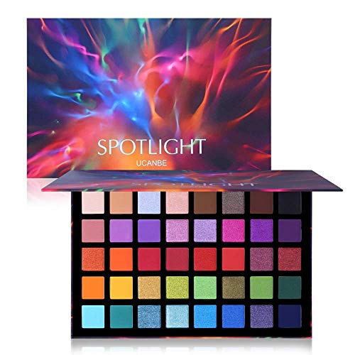 UCANBE 40 colores Spotlight Eyeshadow Palette Multi-reflective Shimmer Glitter Peacock Eye Shadow Professional Eye Shadow Matte Shimmer Makeup Sombra de ojos en polvo de colores altamente pigmentados