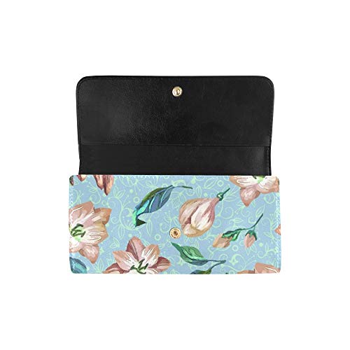 Único Personalizado Hermosa Flor Floral Mujeres Trifold Monedero Monedero Largo Titular de la Tarjeta de Crédito Caso Bolso