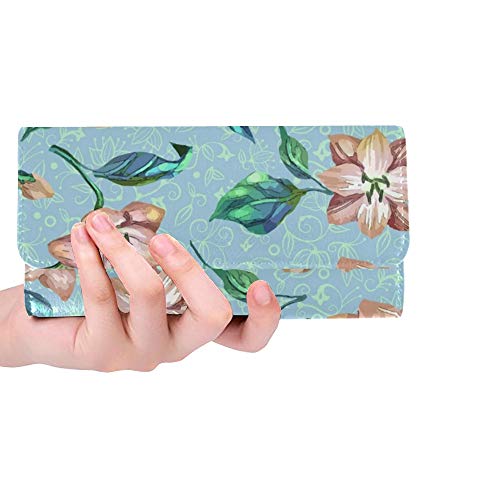 Único Personalizado Hermosa Flor Floral Mujeres Trifold Monedero Monedero Largo Titular de la Tarjeta de Crédito Caso Bolso