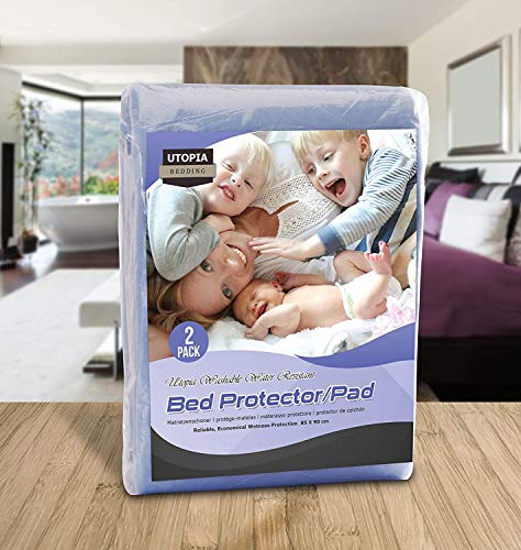 Utopia Bedding Empapador Protector de Cama 85 x 90 cm (Pack de 2) - Impermeable, Absorbente y Lavable Protector Colchón para Incontinencia, Niños y Adultos