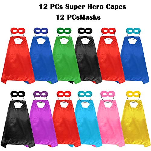 vamei Capas de Superhéroe para Niños Capa y Máscaras de Superhéroe Halloween Disfraz Ideas Kit de Valor de Cosplay de Diseño de Fiesta de Cumpleaños de Navidad - Juguetes para Niños y Niñas