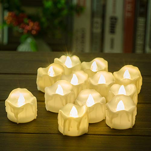 Velas LED con temporizador, lote de 12 pack pchero batería Alimentado por velas LED, 6 horas a y 18 horas de - [Blanco Cálido]