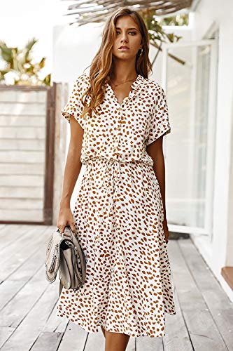 Vestido Mujer Bohemio Largo Verano Playa Fiesta Floral/Polka Dot Maxi Vestidos Cóctel Falda Larga Blanco M