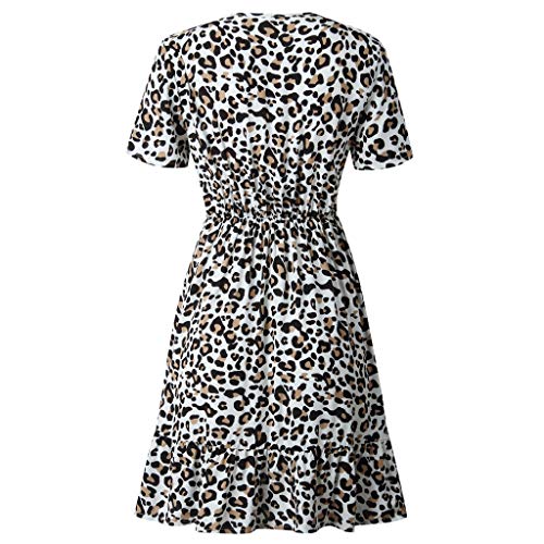 Vestidos para Mujer,Elegante Fiesta Sexys Vestidos Vestido de Cóctel Leopardo Cuello en v Vestido de Noche Vestido Moda Slim Fit Vestidos Corta Manga Corta vpass