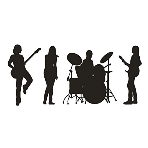 Wall Art Sticker Decal Girl Music Band Flower Music Studio Guitarra Tambor Cantante Mural 92X42Cm