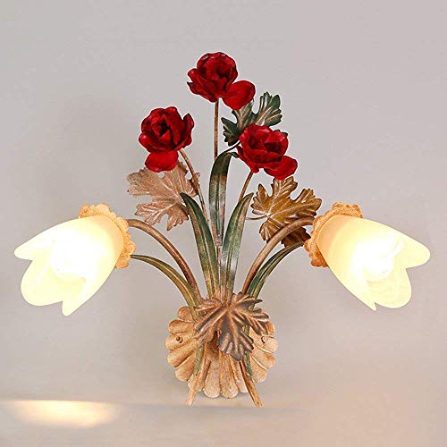 WHKHY Desarrollo Rural Muebles Vogue Retro Iluminación de Flores Lámpara de Pared Hierro Dormitorio Salón Luces de Pared Caminar,2