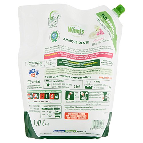 Winni's - Suavizante hipoalergénico con perfume de heliotropo y musgo blanco, 1,47 l