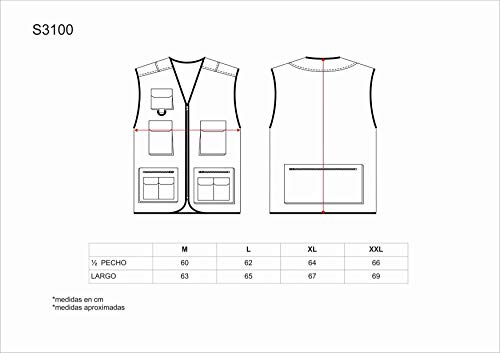 Work Team Chaleco Tipo Safari Multibolsillos. Hombre Marino XL