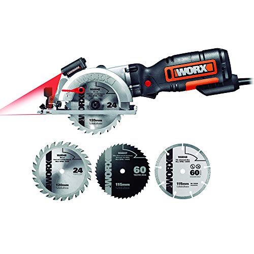 Worx WX427 Worx-WX427 Sierra Circular WorxSaw XL 710W 46mm 3 discos de corte, 710 W