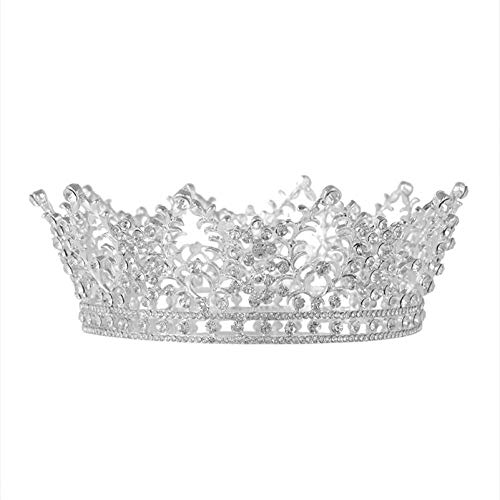 WSXEDC Tiaras Corona Mujer, Queen Crown Barroco Círculo Plateado Planta Hoja Cristal Adulto Diademas para Niñas Joyería para El Cabello Boda Nupcial Fiesta De Cumpleaños Baile De Graduación Regalos D