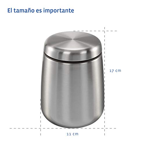 Xavax Bote para café molido o en granos, recipiente hermético para conservar el aroma, bote de almacenamiento de acero inoxidable plateado y cuchara medidora, 1,8 L