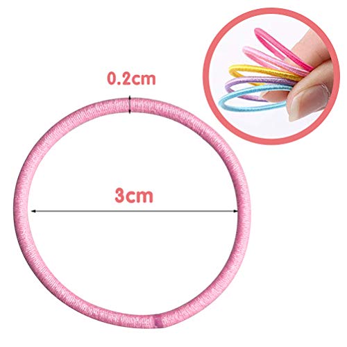 XCOZU 100 piezas de cintas elásticas para el pelo para bebé,10 colores mini gomas para el cabello para coleta de pelo fino para bebés y niñas niños pequeños 3cm x 0.2 cm