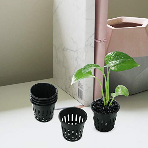 Yardwe 40 unidades de 5 cm de red de jardín tazas macetas de plástico hidropónicos red cubo cesta para suministros hidropónicos (Negro)