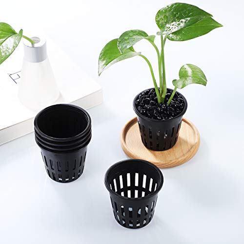 Yardwe 40 unidades de 5 cm de red de jardín tazas macetas de plástico hidropónicos red cubo cesta para suministros hidropónicos (Negro)